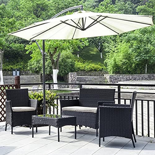 Image of XEO HOME Rattan Garden Furniture Set 4 Pc Table and Chairs 4 Piece Indoor Outdoor Balcony Patio and Conservatory Furniture Sofa Backyard Pool Side Coffee Seater (Black)