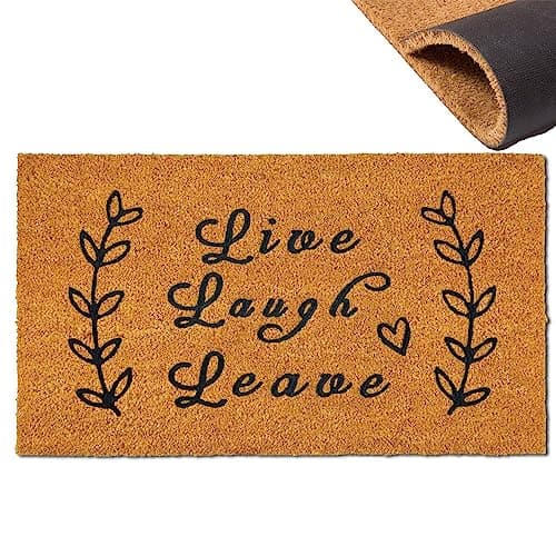 Image of Assaoy Door Mat Outdoor Mats for Home Entrance,Live Laugh Leave Funny Doormats with Heavy Duty Backing,Floor Embroidered Mat Entrance Rubber Rugs Home Spring Decora Easy to Clean 30”x18”