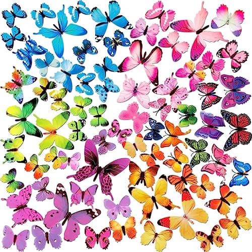 Image of 3D Colorful Butterfly Wall Stickers, 72PCS Removable Butterfly Wall Decals, Butterflies DIY Art Decor Crafts for Party Offices Bedroom Room Sticker Set