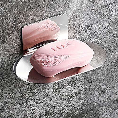 Image of Celbon SUS 304 Stainless Steel Soap Dish 3M Self-Adhesive Chrome Finish Modern Soap Holder for Bathroom… (Chrome 1)
