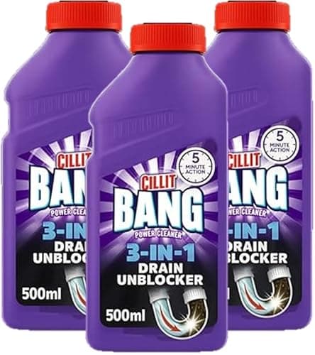 Image of Cillit Bang Hair Drain Unblocker Gel, Dissolves Hair-Based Blockages, For Showers and Baths | Pack of 3