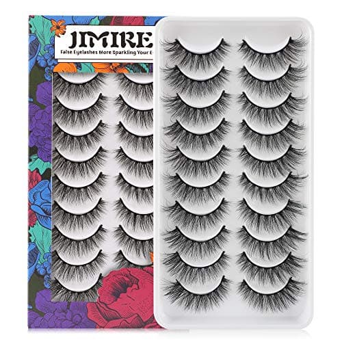Image of JIMIRE Cat Eye Eyelashes 10 Pairs Fake Eyelashes Fluffy Natural Look False Lashes 14mm Lashes Pack
