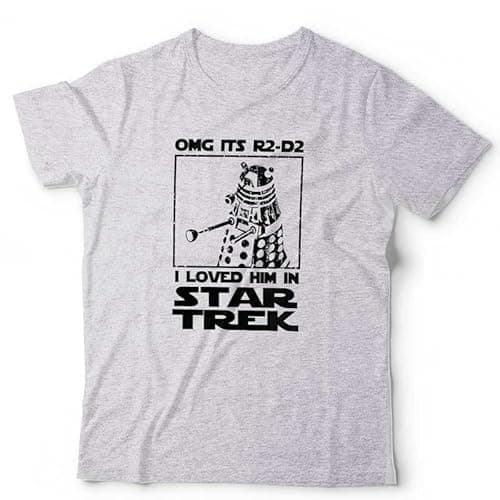 Image of OMG! It’s R2D2 Unisex T-Shirt – Funny Sci-Fi Parody Dalek Humour Tee - XL Grey