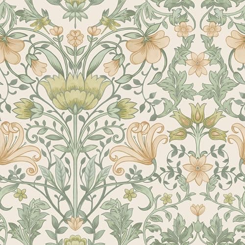 Image of Holden Vintage Floral Wallpaper Flowers Leaves Cream/Ochre 13392