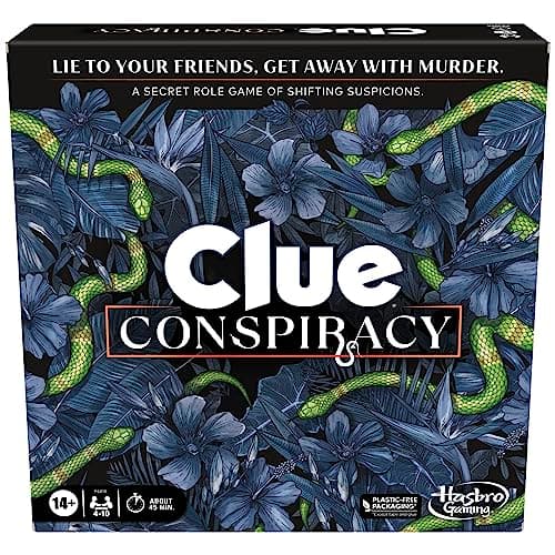 Image of Hasbro Gaming Clue Conspiracy Board Game for Adults and Teens, Great Halloween Party Game, Secret Role Strategy Games, Ages 14+, 4-10 Players, 45 Minutes, Mystery & Party Games
