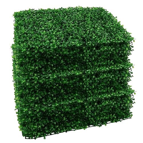 Image of Trintion 18pcs Artificial Leaves Hedge Panels 40x60cm 4cm Hedge Wall Panels Artificial Grass Backdrop Wall,Green Grass Wall for Indoor Home Decoration Outdoor Garden Ornaments