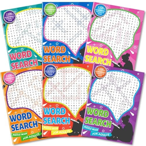 Image of Kalysky 6 Pack Large Print Word Search Books for Adults 26x19cm, 7000+ Wordsearch Puzzle Books for Adults with 330+ Themes, Word Game Activity Book for Seniors and Teens