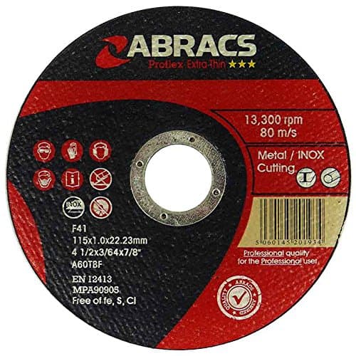 Image of ABRACS 4 1/2" 115Mm X 1Mm X 22Mm Proflex Thin Cutting Disc X 10