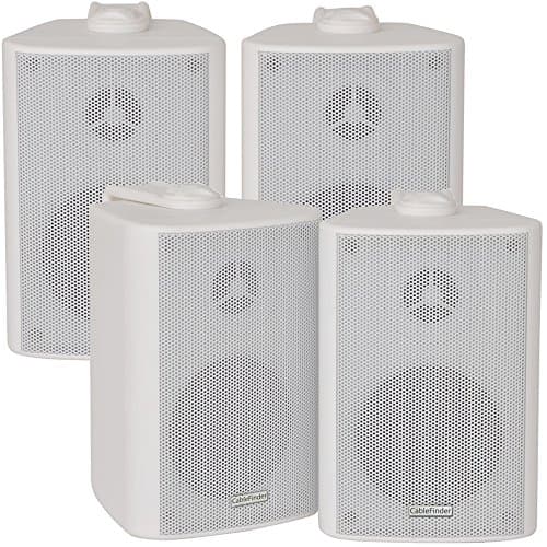 Image of 2x Pair 2 Way Compact Stereo Speakers 3" 60W 8Ohm White Wall Mounted Surround