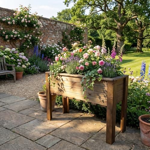 Image of Charles Taylor Wiltshire Extra Large Jumbo Raised Wooden Garden Veg Trough Planter W1090xL410xH720mm