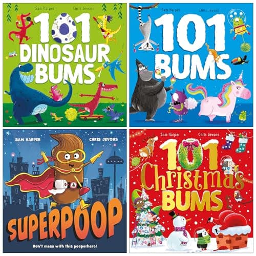 Image of Sam Harper Collection 4 Books Set (101 Dinosaur Bums, 101 Bums, Superpoop & 101 Christmas Bums)