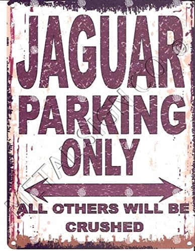 Image of JAGUAR PARKING SIGN SMALL 6x8in 15x20cm RETRO VINTAGE STYLE tin wall art shed workshop garage classic cars