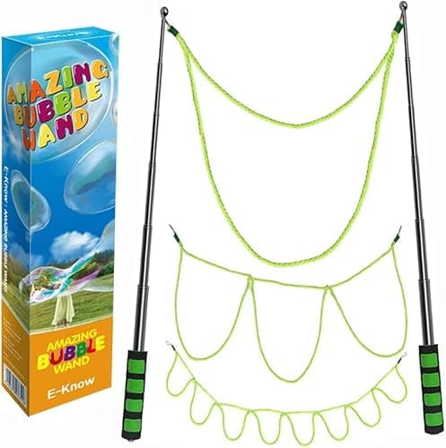 Image of E-KNOW Bubble Wand, 3 Style Giant Bubble Wand Stainless Steel Telescopic Design, Outdoor Toys Bubble Toys for Birthday Party, Garden Games Garden Toys