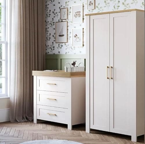 Image of Silver Cross - Seville Dresser & Wardrobe Cashmere - Nursery Furniture Set - Kids Wardrobe & Dresser