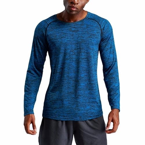 Image of Men’s Long Sleeve Athletic Shirt – Lightweight Moisture-Wicking Workout Top, Quick Dry Performance T-Shirt for Running, Training, Gym, Sports Navy Blue
