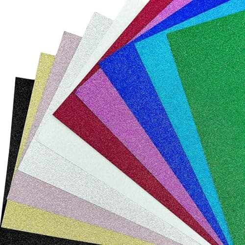Image of Daofen 10 Sheets Glitter Cardstock A4 Glitter Paper, 250gsm/92lb No-Shedding Glitter Card for DIY Crafts, Invitations, Holiday Decor, DIY Crafts, Gift Wrapping, Scrapbooking, Creative Projects