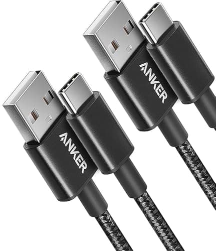 Image of Anker USB C Charger Cable, 2-Pack 1 ft (0.3m) USB to USB C Cable, USB A to USB C Braided Phone Charger Cable for iPhone 17/16/15, iPad Pro, Samsung Galaxy, MacBook Pro,and More