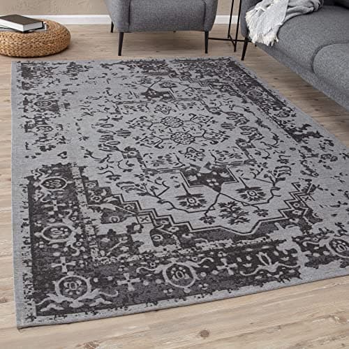 Image of THE RUGS Machine Washable Rug – Medallion Design Rugs for Living Room, Bedroom, Hallway, Flat-weave Area Rugs, (Grey, 160x230 cm)