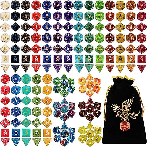 Image of QMAY DND Dice Set, 25x7 (175pcs) Polyhedral Dice Compatible with Dungeon and Dragons MTG Table Games RPG DND.