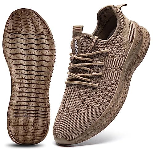 Image of CAIQDM Women Running Shoes Slip-on Walking Sneakers Lightweight Breathable Trainers Tennis Shoes Brown Size 3.5