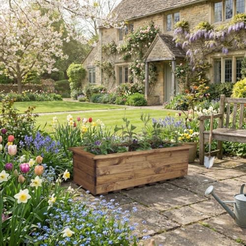 Image of Charles Taylor Country Extra Large Jumbo Wooden Garden Veg Trough Planter W1080xL470xH310mm