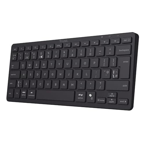 Image of Trust Vira Wireless Bluetooth Keyboard QWERTY UK Layout, Multi-device Compact Keyboard with 3x Bluetooth Connections, Rechargeable Battery, Scissor Keys Low Profile, Windows iOS macOS Android, Black