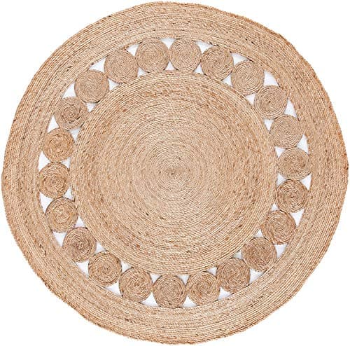 Image of Ripaz Vogue -Jute Rug Hand Braided Circle Design Round Area Rug for Home Decor (120 x 120 cm (4 Feet Round), Beige)