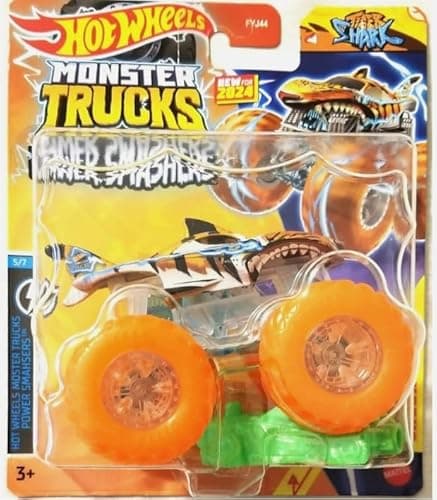 Image of Hot Wheels Monster Trucks New for 2024 1:64 Scale Power Smashers (Tiger Shark)