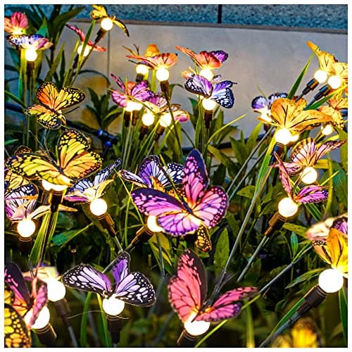 Image of DooYard Solar Garden Lights 2 Pack, Upgraded Swaying Butterfly Light,Outdoor Light, Decorative Lights Yard Patio Pathway Decoration, Larger Solar Panel & Better Sway Effect