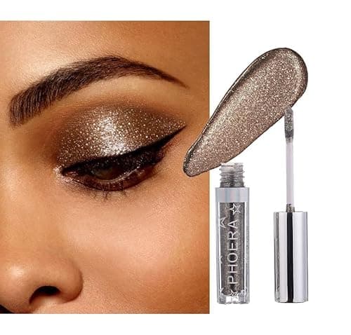 Image of AQUAPURITY - PHOERA Magnificent Metals Waterproof Liquid Glitter & Glow Eyeshadow Palette Shimmer Long Lasting Cosmetic Metallic Eye Shadow Pigment Makeup (104 FOREST)