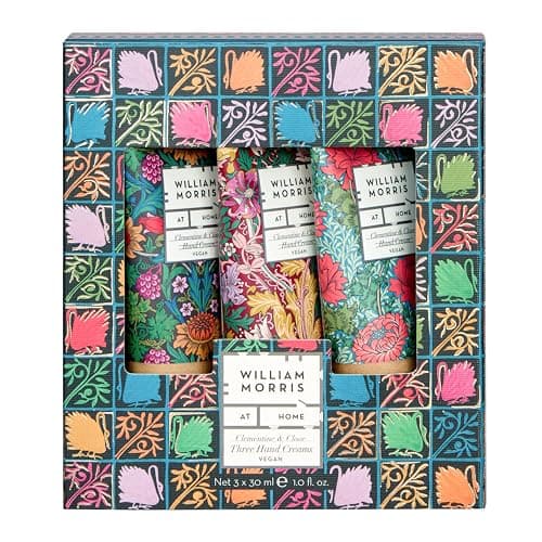 Image of William Morris At Home Hand Cream 3x 30ml, Moisturiser, Shea Butter, Festive Fragrance, Travel Size, Vegan and Cruelty Free, Beauty Gift For Her, Christmas Stocking Filler