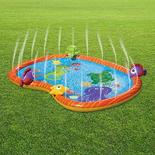 Image of Sprinkler Pad Water Play Mat Durable Portable Inflatable Sprinkler Pad Sprinkle and Splash Wading Pool Summer Essential Spray Toys for Kids Outdoor Garden Family Activities Sea Life PVC Mat Paddling