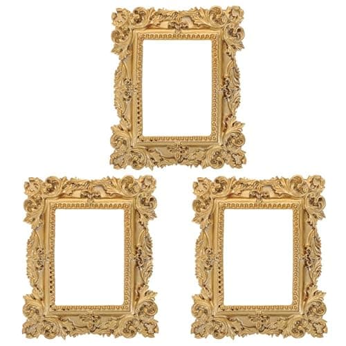 Image of Mini Photo Frame Set of 3 - Vintage Golden Resin Small Picture Frames for Home Decor Table Decoration and Memory Display