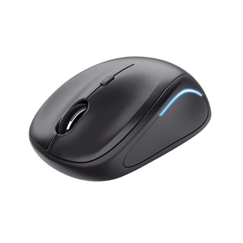 Image of Trust Yvi FX Wireless Mouse with LED Illumination, USB Micro Receiver, RF 2.4 GHz, 800/1600 DPI, Ambidextrous, 8 m Range, Computer Mouse for PC, Laptop and Mac - Black [Amazon Exclusive]