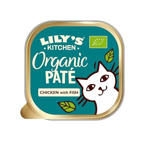 Image of Lily’s Kitchen Organic Smooth Paté Chicken with Fish, Wholesome, Complete Nutrition, Cat Wet Food (19x85g) Tray, for Adult Cats, Grain-free Recipe, With Organic Natural Ingredients