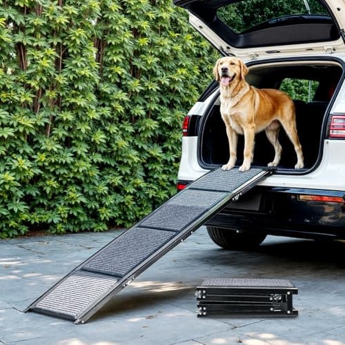 Image of CO-Z Dog Ramp for Car, 160 cm Folding Pet Ramp for Large Dogs up to 90 kg with Non-Slip Rug Surface, Portable Dog Pet Stairs for Car SUV Truck Bed Sofa, Indoor and Outdoor Use