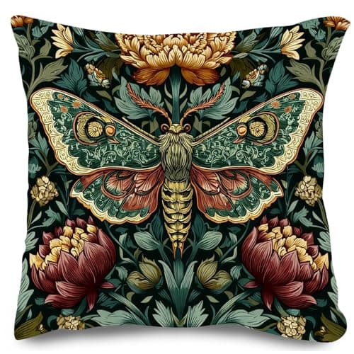 Image of Laicaii 2Pcs Cushion Covers 45 x 45 cm, Decor Cushion Cover Short Plush Vintage Floral with Dragonfly & Owl Sofa Cushions Boho Throw Thief Decorations Pillow Covers for Living Room Bedroom Couch