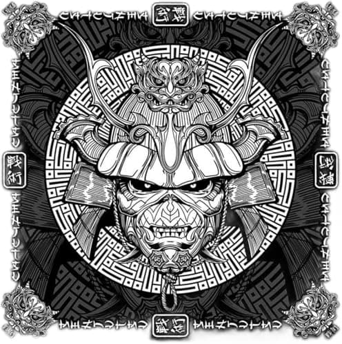 Image of Iron Maiden Bandana Senjutsu Samurai Eddie Band Logo Official Black One Size