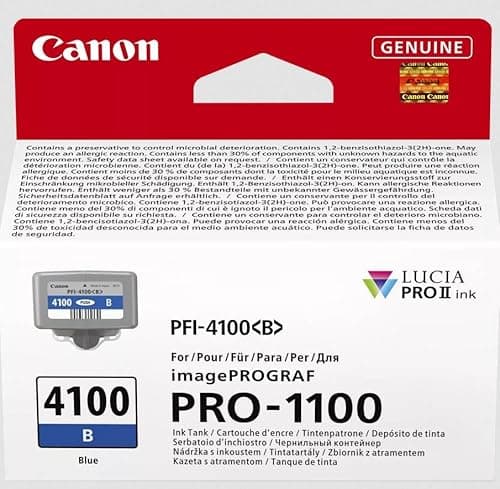 Image of Canon PFI-4100B Genuine Printer Ink Cartridge - High Performance & Fade Resistant Ink (1 x Blue Cartridge) - Compatible with imagePROGRAF PRO-1100