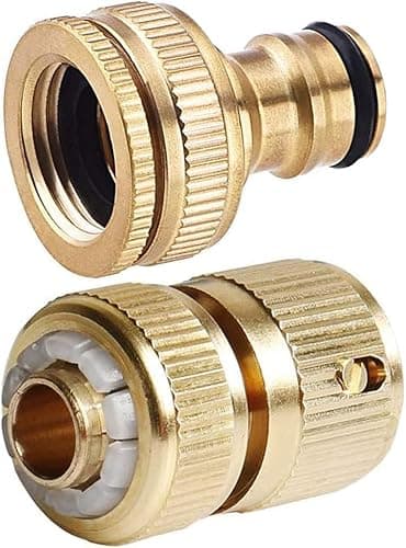 Image of 2 Pack Garden Hose Brass No-Leak Connector Fitting, Female & Male Quick.connectors fit 1/2 inch and 3/4 inch or Faucet respectively, Hose end Quick Connector fits with 1/2" inch