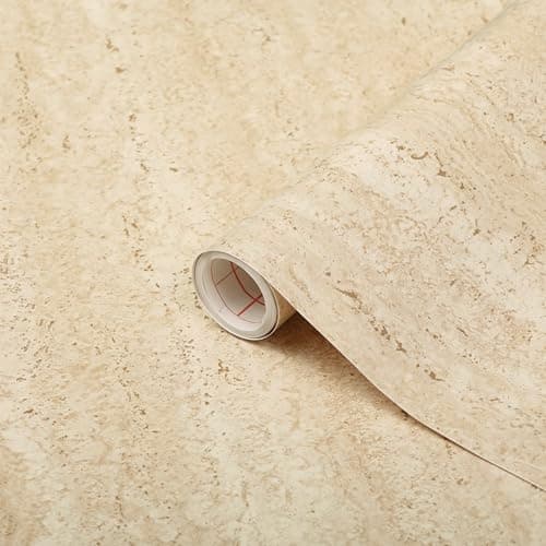 Image of d-c-fix vinyl wrap Fontana beige stone effect 45 cm x 2 m - sticky back plastic roll for furniture, kitchen & cupboards - contact paper sticker self adhesive film