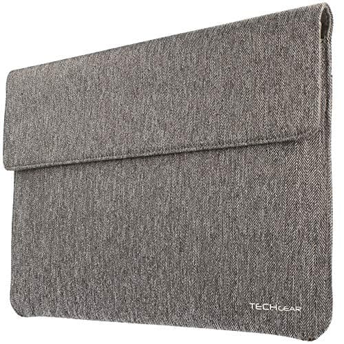 Image of TECHGEAR Ultra Slim [Tweed Effect] Laptop Envelope Sleeve Case Cover with Pocket fits MacBook Air/Pro 13 Inch, Microsoft Surface Pro X/7/6/5 & other Tablets, Notebooks of similar size [PLATINUM]
