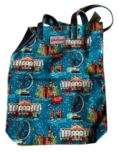 Image of Cath Kidston Blue London at Christmas Gusset Bookbag Tote Bag