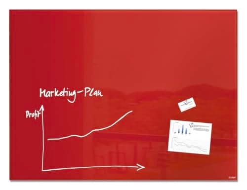 Image of SIGEL GL212 Premium Glass magnetic Board, glossy surface, 120 x 90 cm, easy mounting, Red - Artverum