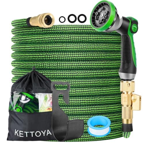 Image of KETTOYA 75FT Expandable Garden Hose, Hose Pipe with 10-Pattern Spray Nozzle, 2-in-1 Valve Quick Connector, Flexible Heavy Duty Water Hose, Durable 3750D, 4-Layer Latex Core, Leak-Proof, Kink-Free
