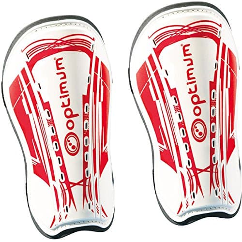 Image of Optimum Velocidade Ankle Protect Shinguards - Strap Closure Hockey Shin Pads - Shin Protection Guard for Kids - Perfect Ankle Guard for Soccer, and Football - White/Red, Small