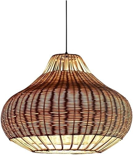 Image of V-intage Rustic Lighting Fixture - Farmhouse Large Rattan Wicker Chandelier Lantern Bronze Cage Basket Pendant Light Adjustable Ceiling Hanging Lamp,Chandelier