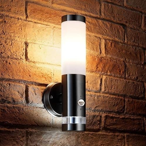 Image of Auraglow Brushed Chrome Dual Function PIR Infrared Motion Sensor Detector LED Wall Light (Warm White)