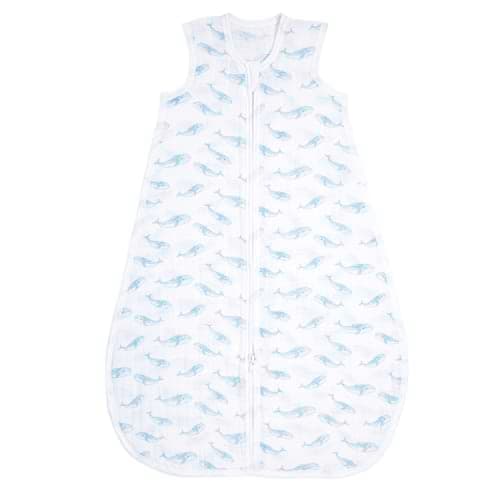 Image of aden + anais oceanic Sleeping Bag - Pack of 1 | 100% Wearable Organic Cotton Muslin Sleep Sack Soft & Lightweight Unisex Baby Zipper Grow for Girls Boys 6-18 Months Newborn Infant (AA1298)
