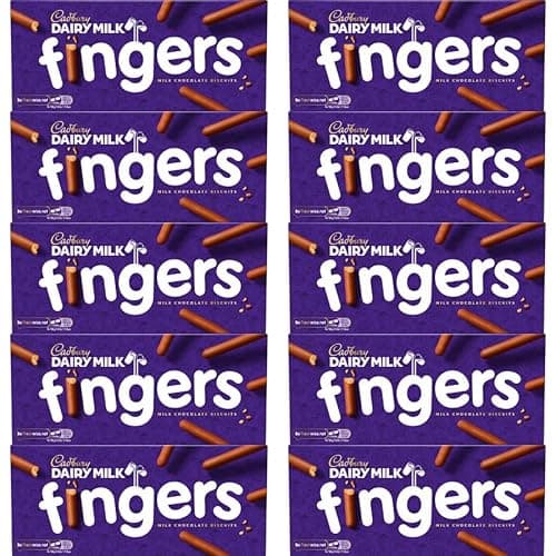 Image of Fingers Biscuits Bundle with Fingers Milk Chocolate Biscuits 114g - 10 Pack | Crisp Biscuits Covered With Milk Chocolate (48%), Suitable For Vegetarians.